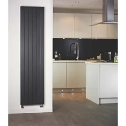 Moretti Modena Designer Radiator 1500 x 433mm Matt Charcoal 2607BTU -Designer Radiators Store 3172D A3