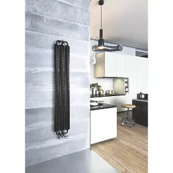 Terma Ribbon V Designer Radiator 1720 x 290mm Black 2251BTU -Designer Radiators Store 375HR A3