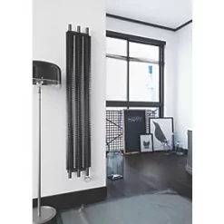 Terma Ribbon VE Wall-Mounted Oil-Filled Radiator Grey / Silver 600W 290 x 1800mm -Designer Radiators Store 512HR A2