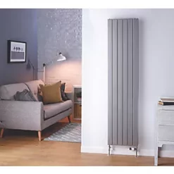 Moretti Modena Designer Radiator 1800 x 433mm Silver 4505BTU -Designer Radiators Store 9067D A3